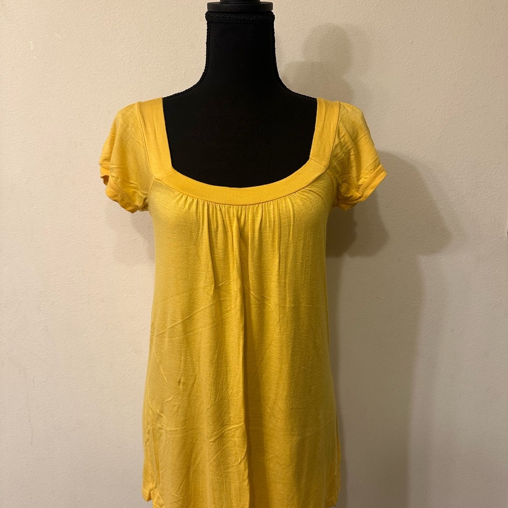 Soprano Yellow Relaxed Square Neck Blouse